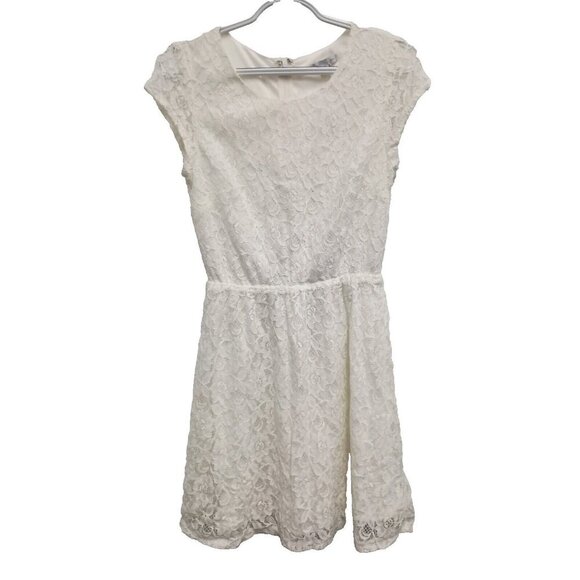 GAP Dresses & Skirts - Gap Womens Fit & Flare Mini Dress Size 4 White Lace Floral Cap Sleeve Fairy NWT